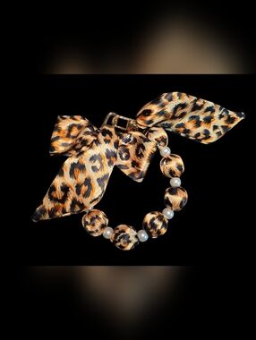 Satin Beaded Ribbon Phone Wristlet Bracelet in Brown And Black